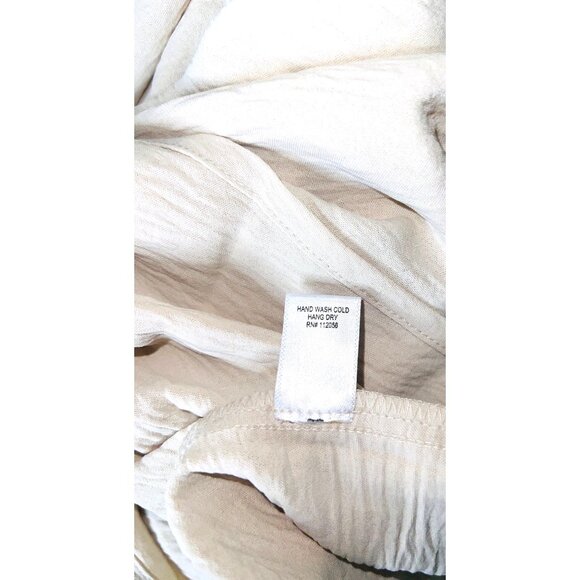 Zenana Crinkle Texture Beige Short Sleeve Top With Ruffle Detail S 100% Polyeste - Picture 5 of 5